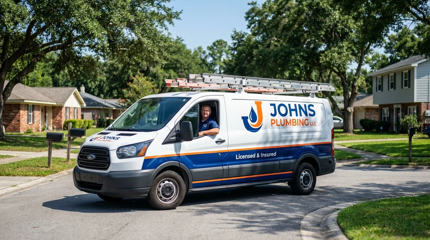 Johns Plumbing LLC service van in Port Richey, FL
