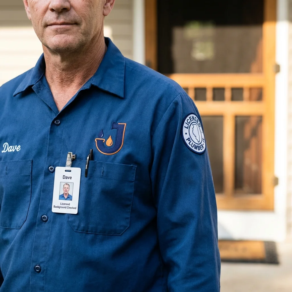 Licensed plumber showing ID badge in Port Richey, FL