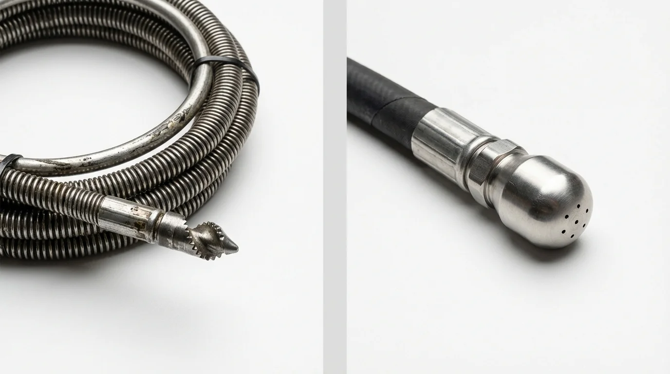 Drain snake cable and hydro jetting nozzle used for drain cleaning in Port Richey, FL