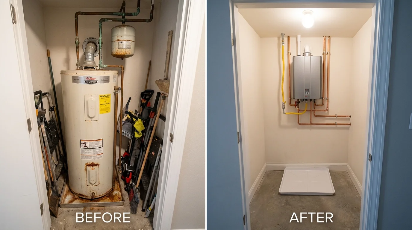 Tank water heater versus wall-mounted tankless unit comparison for Port Richey, FL homeowners