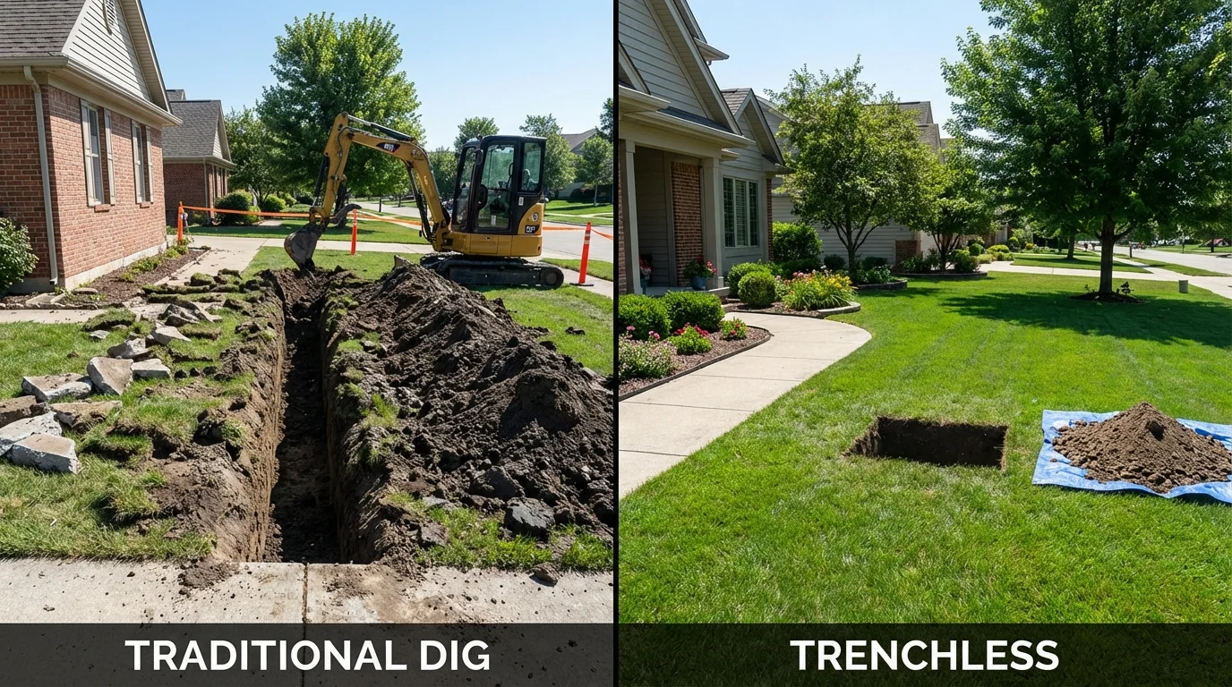 Trenchless sewer repair with minimal yard damage versus traditional excavation in Port Richey, FL